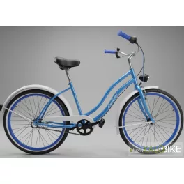  Cruiser 3 sebességes agyváltós női vázas kerékpár kék vázzal szürke/fekete/fehér sárvédővel
