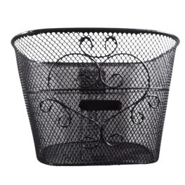 Kosár első szíves fém fekete (32x22x24)