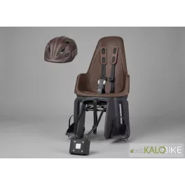   Bobike hátsó gyerekülés ONE maxi + in-mold gyereksisak szettben, vázra és csomag kávé barna színben, XS-es sisakkal
