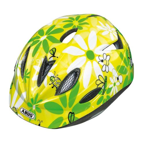 ABUS kerékpáros gyerek sisak Smooty, sárga, zöld virágos, M (50-56 cm)