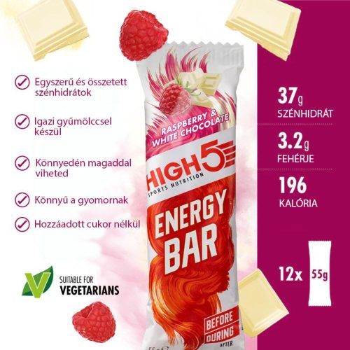 High 5 Energy Bar - Málnás, fehércsokis