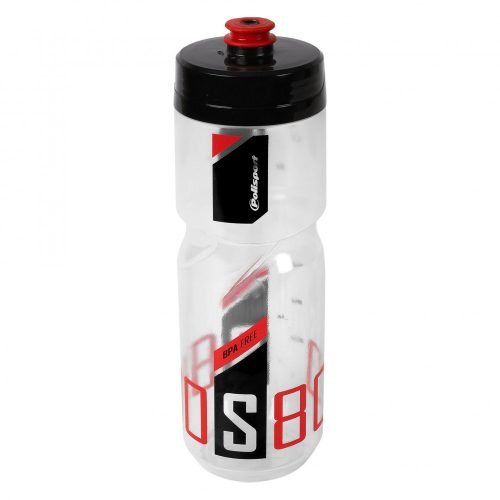 Polisport kulacs 800 ml S800 csavaros kupakkal, átlátszó/fekete/piros