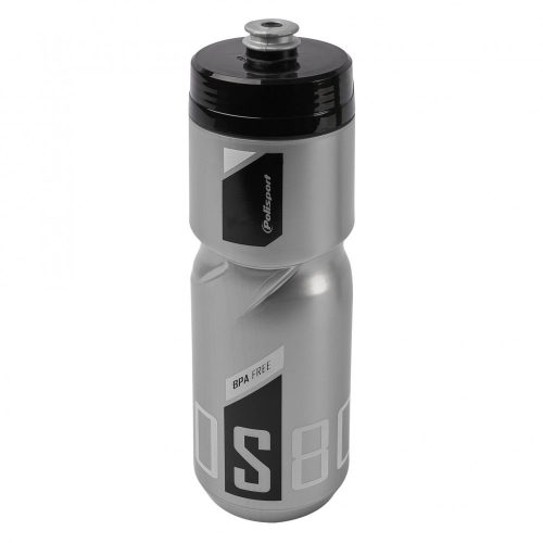 Polisport kulacs 800 ml S800 csavaros kupakkal, ezüst/fekete/fehér